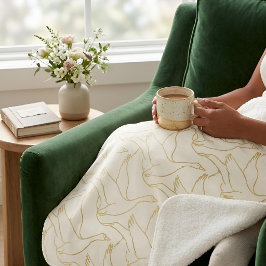 Manta Sherpa Gold Filigree Art Deco | Goose Antique Cream