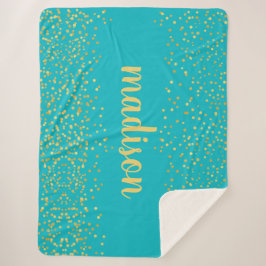 Manta Sherpa Gold Glam Purpurina Confetti | Verde azulado perso