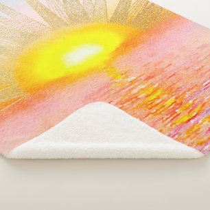 Manta Sherpa Gold Sunset Sun Mandala Watercolor Sea