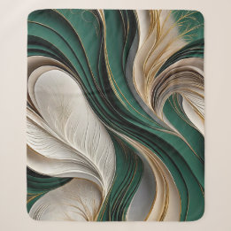 Manta Sherpa Golden Air – Esmeralda y Oro Fluyendo Abstracto