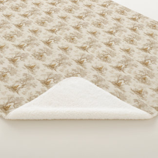 Manta Sherpa Golden Buddha Toile de Jouy Classic Pattern