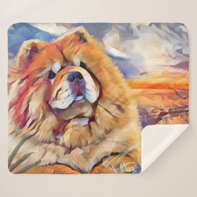 Manta Sherpa GOLDEN CHICA chow sherpa blanda (Anverso (horizontal))