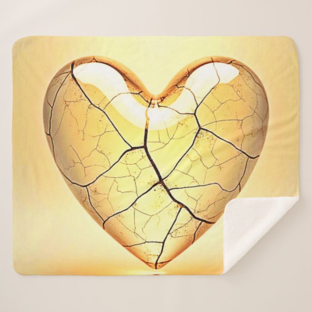 Manta Sherpa Golden Cracked Heart Art (Anverso (horizontal))