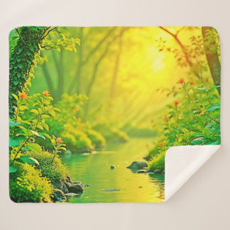 Manta Sherpa Golden Forest Stream Peaceful Art