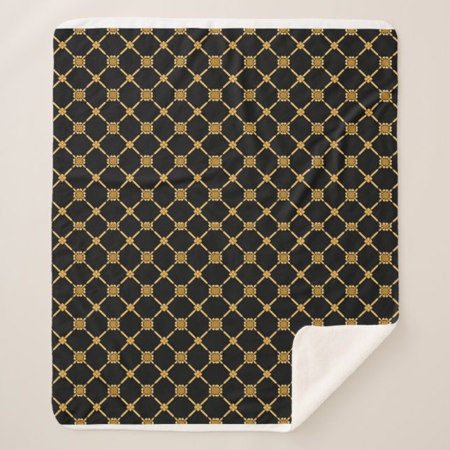 Manta Sherpa Golden Lattice Elegance (Anverso)