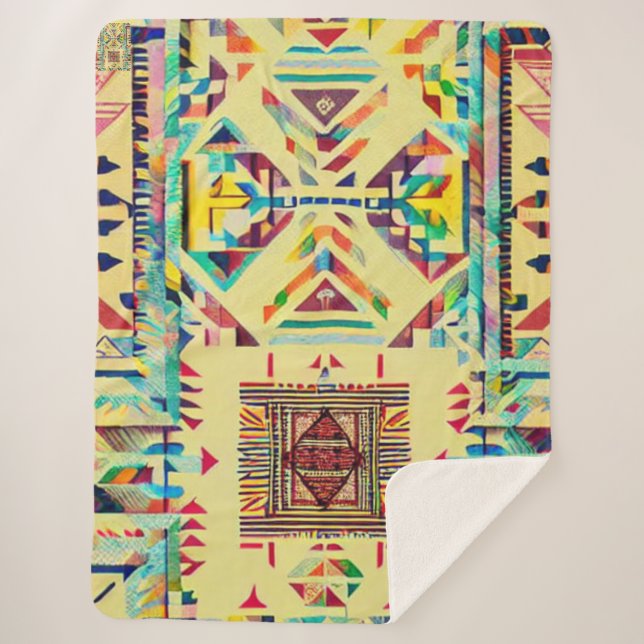 Manta Sherpa Golden Rainbow Aztec (Anverso)