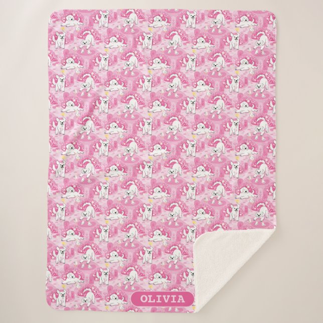 Manta Sherpa Golden Retriever Puppy in Pink Garden (Anverso)