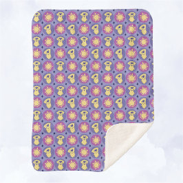 Manta Sherpa Golden Retriever Whimsical Sun Polka Dot Purple
