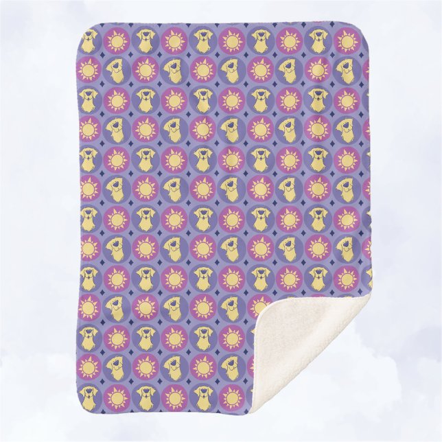 Manta Sherpa Golden Retriever Whimsical Sun Polka Dot Purple (Subido por el creador)