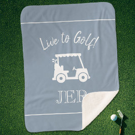Manta Sherpa Golfista Carrito de Golf Monograma Iniciales Azul 