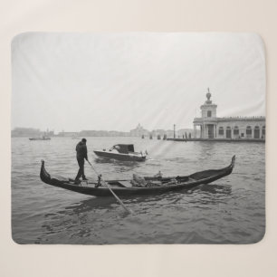 Manta Sherpa Gondolier Venecia Italia paisaje negro y blanco P