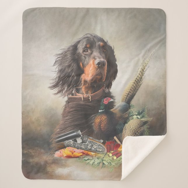 Manta Sherpa Gordon setter con faisanes, arte (Anverso)