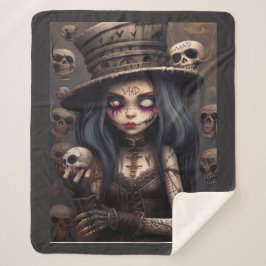 Manta Sherpa Gothic Steampunk Skull Girl – Dark Fantasy Cozy
