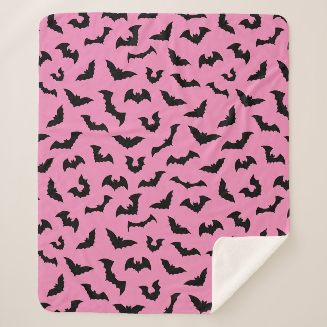 Manta Sherpa gótico Pastel murciélago color rosa patrón hallowe (Anverso)