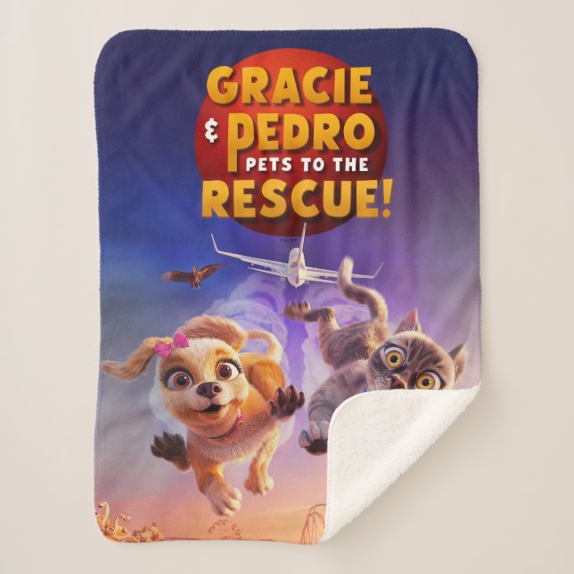 Manta Sherpa Gracie y Pedro: ¡Mascotas al rescate! (Anverso)