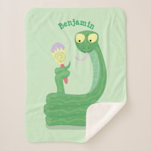 Manta Sherpa Graciosa serpiente verde con maraca personalizado