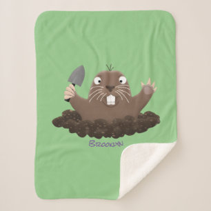 Manta Sherpa Gracioso gopher digging personalizado ilustracion