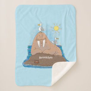 Manta Sherpa Gracioso ilustracion personalizado de moras felice