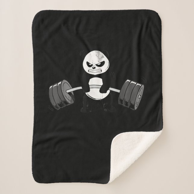 Manta Sherpa Gracioso Panda Workout Kitten Gym Deadlift Power (Anverso)