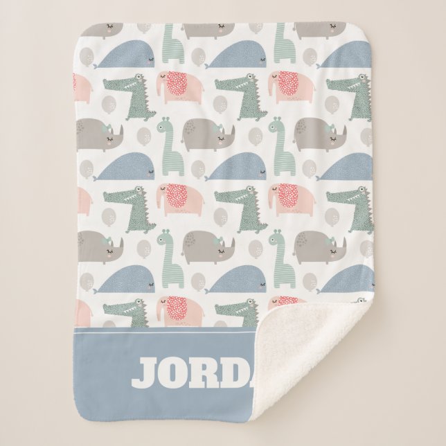 Manta Sherpa Gracioso patrón animal facial (Anverso)