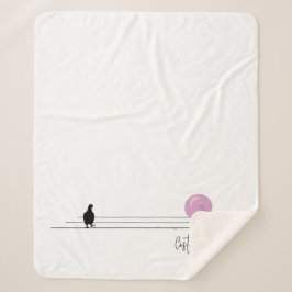 Manta Sherpa Graciosos pájaros de bubblegum en blanco alambrado