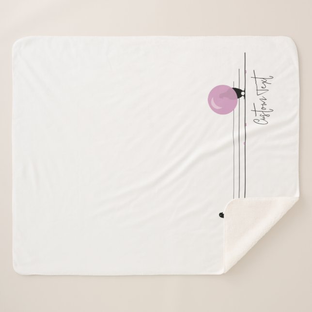 Manta Sherpa Graciosos pájaros de bubblegum en blanco alambrado (Anverso (horizontal))