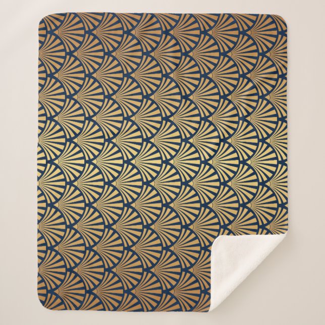 Manta Sherpa Gradiente dorado: Art Deco sin foco (Anverso)