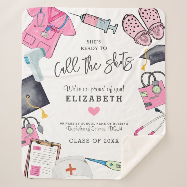 Manta Sherpa Graduación personalizada de enfermeras (Anverso)