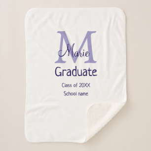 Manta Sherpa Graduado añadir nombre monograma púrpura simple mí