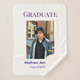 Manta Sherpa Graduation photo name class of 20XX blue simple bo