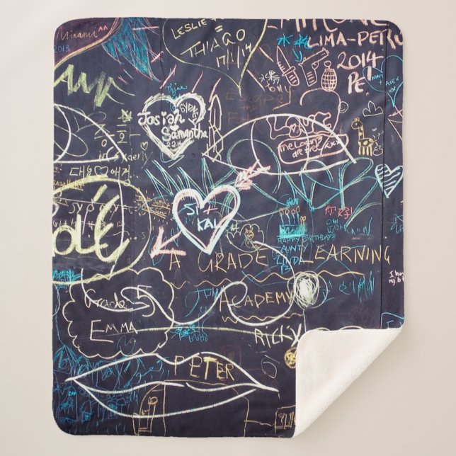 Manta Sherpa Graffiti amor en pizarra (Anverso)