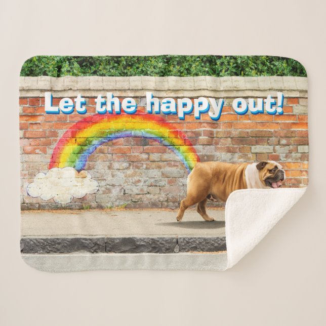 Manta Sherpa Graffiti de perro y arcoiris (Anverso (horizontal))