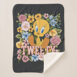 Manta Sherpa Gráfica de bordado floral TWEETY™