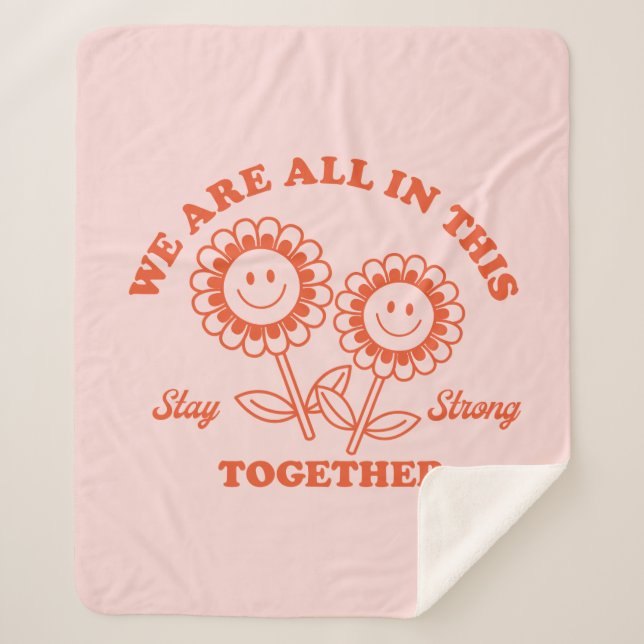 Manta Sherpa Gráfica de flor retro feliz (Anverso)