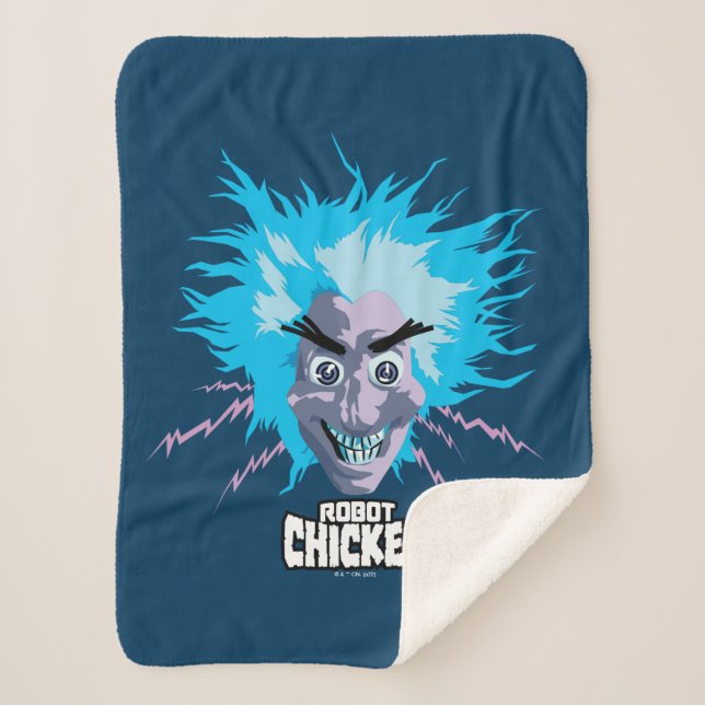 Manta Sherpa Gráfica de la cabeza del científico del pollo robo (Anverso)