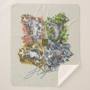 Manta Sherpa Gráfica floral de la insignia HOGWARTS™