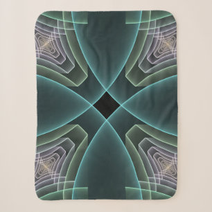 Manta Sherpa Gráfico de arte fractal geométrico Verde azulado m