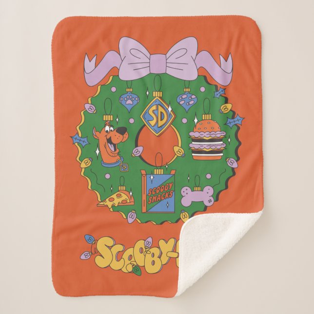 Manta Sherpa Gráfico de corona de snacks navideños de Scooby-Do (Anverso)