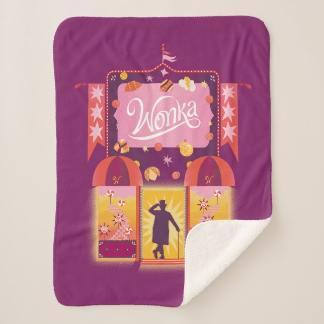 Manta Sherpa Gráfico de la tienda Wonka Candy (Anverso)