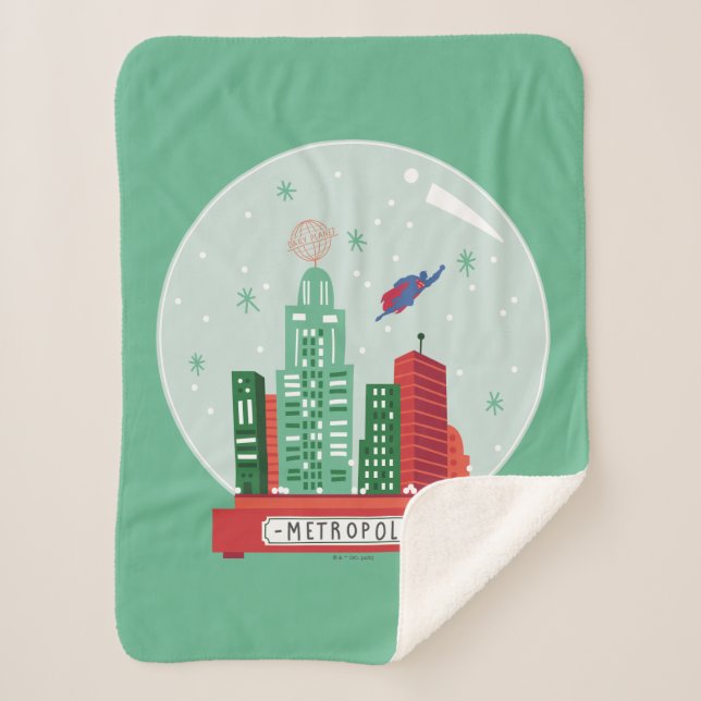 Manta Sherpa Gráfico del Globe de Nieve de Superman Metropolis (Anverso)