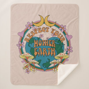 Manta Sherpa Gráfico retro madre tierra de 70