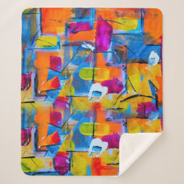 Manta Sherpa Grafiti de colores,