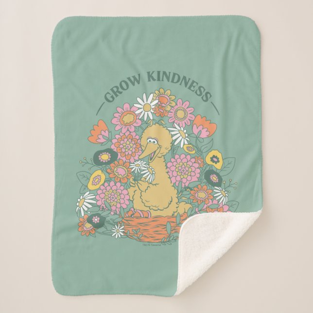 Manta Sherpa Gran Bird | Grow Kindness Floral Graphic (Anverso)