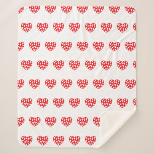 Manta Sherpa Gran corazón rojo con corazones pequeños
