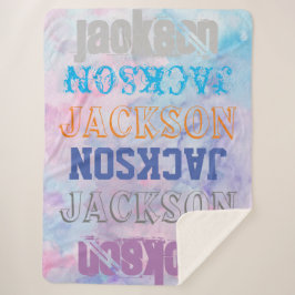 Manta Sherpa Gran negrita nombre personalizado fondo de acuarel