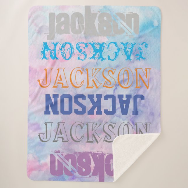 Manta Sherpa Gran negrita nombre personalizado fondo de acuarel (Anverso)