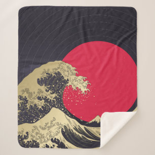 Manta Sherpa "Gran ola de kanagawa". Hokusai, onda japonesa i