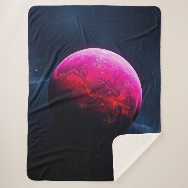 Manta Sherpa Gran Planeta Rojo Brillante (Anverso)