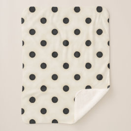 Manta Sherpa Gran puntos de polka blanco negro y antiguo