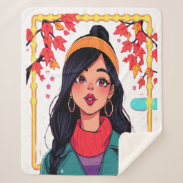Manta Sherpa Grande de Niña de Otoño – Grande y Ac